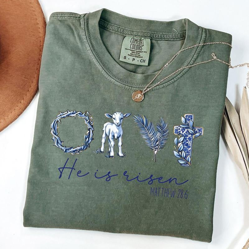 Comfort Colors Christian Easter Shirt He Is Risen Shirt Easter Easter Day Jesus Shirts Faith Religious T-Shirts, Hoodie, Sweatshirt - T-Shirt, Sweatshirt, Hoodie