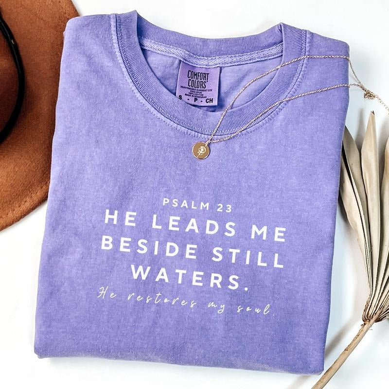 Comfort Colors Christian Shirt Psalm 23 Shirt Bible Study God Shirt Christian Mom Shirt Bible Verse Cotton T-Shirts, Hoodie, Sweatshirt - T-Shirt, Sweatshirt, Hoodie
