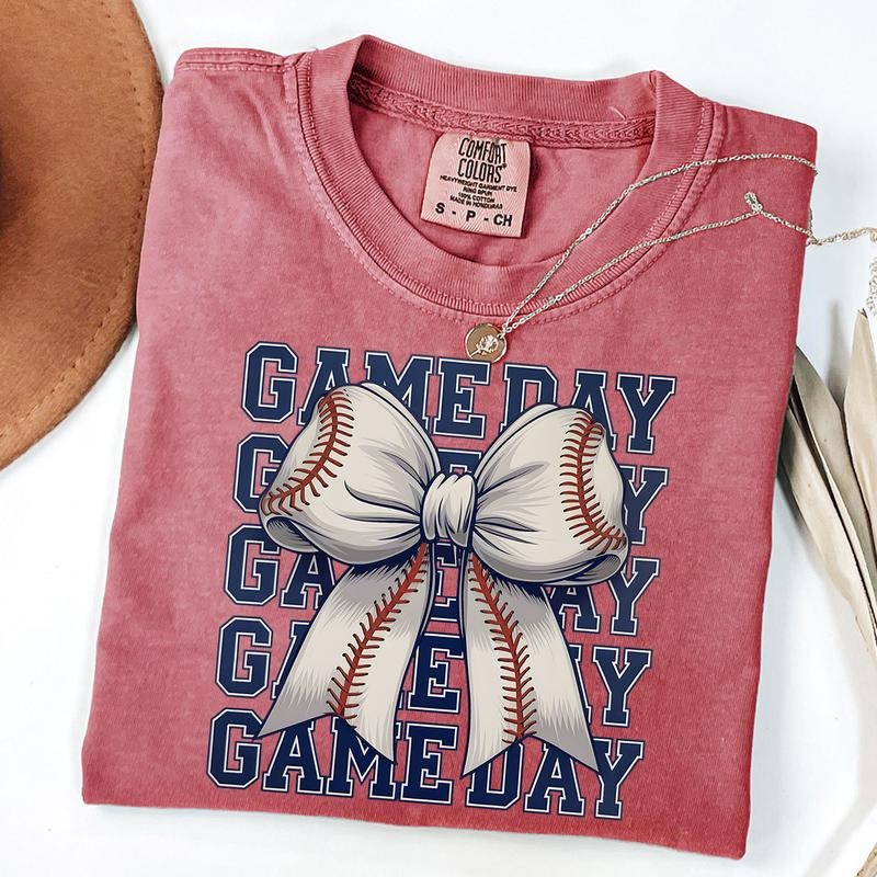 Comfort Colors Coquette Baseball Shirt Baseball Bow Shirt Game Day Retro Baseball T-Shirts, Hoodie, Sweatshirt - T-Shirt, Sweatshirt, Hoodie