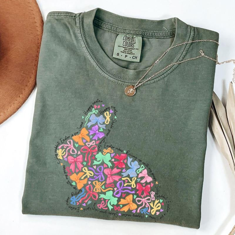 Comfort Colors Coquette Easter Bunny Shirt Easter Coquette Bow Bunny Coquette T-Shirts, Hoodie, Sweatshirt - T-Shirt, Sweatshirt, Hoodie