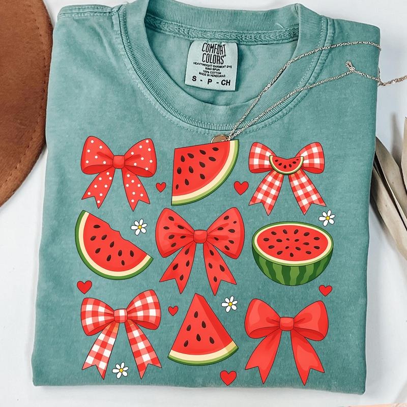 Comfort Colors Coquette Watermelon Preppy Mama Watermelon Cute Watermelon Floral Shirt Preppy Summer Shirt Girly Summer Shirt T-Shirts, Hoodie, Sweatshirt - T-Shirt, Sweatshirt, Hoodie