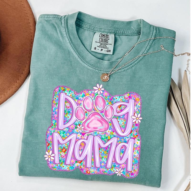 Comfort Colors Dog Mama Shirt Dog Mama Daisy Floral Dog Mom Shirt Paw Print Mom Shirt T-Shirts, Hoodie, Sweatshirt - T-Shirt, Sweatshirt, Hoodie