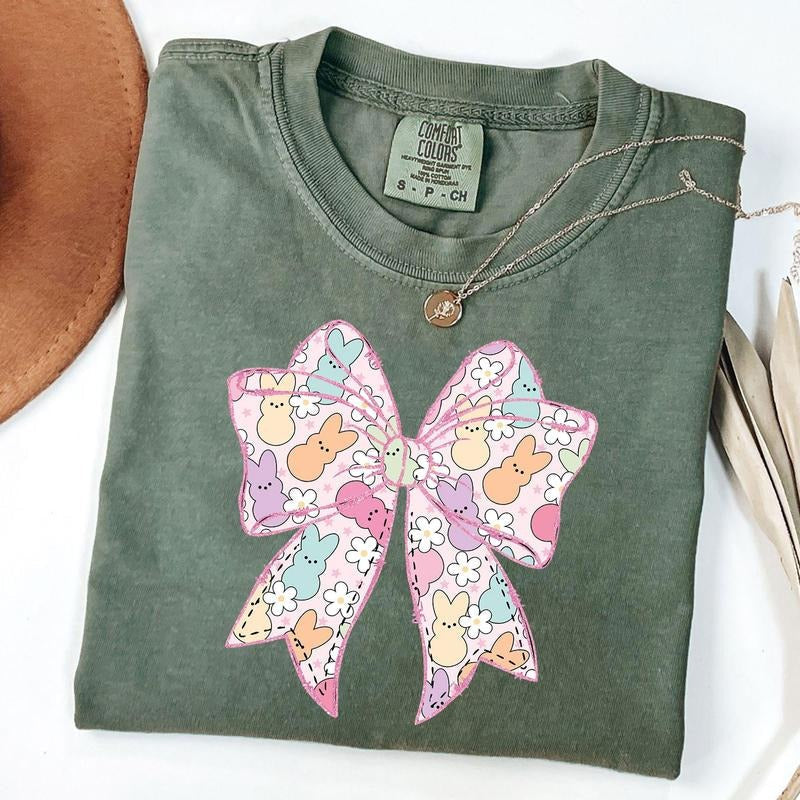 Comfort Colors Easter Coquette Bow Cute Coquette Peeps Shirt Happy Easter Shirt T-Shirts, Hoodie, Sweatshirt - T-Shirt, Sweatshirt, Hoodie