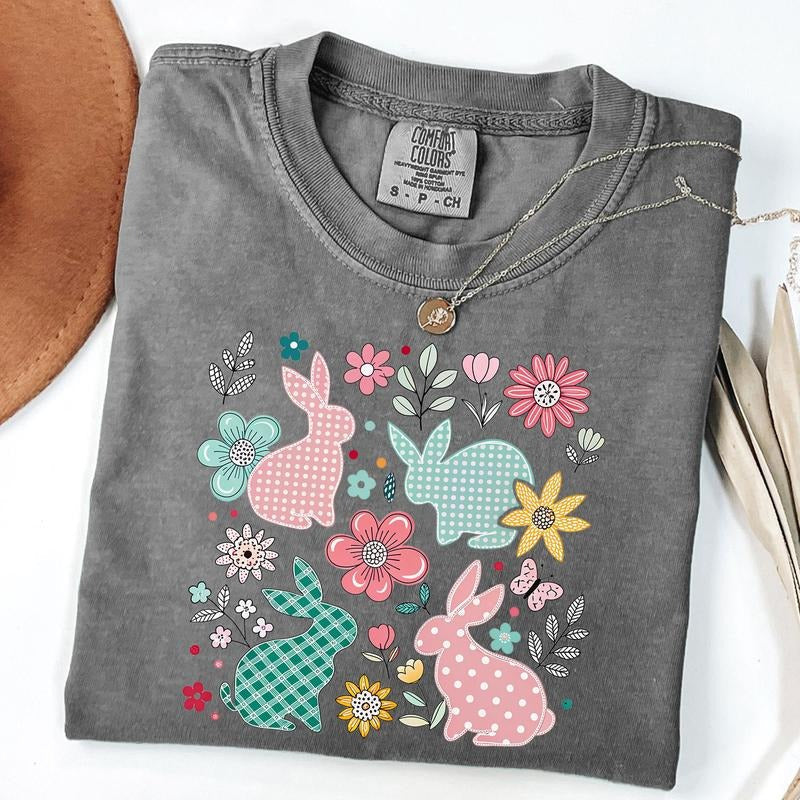 Comfort Colors Floral Easter Shirt Easter Bunny Easter Shirts Spring Floral Bunny T-Shirts, Hoodie, Sweatshirt - T-Shirt, Sweatshirt, Hoodie