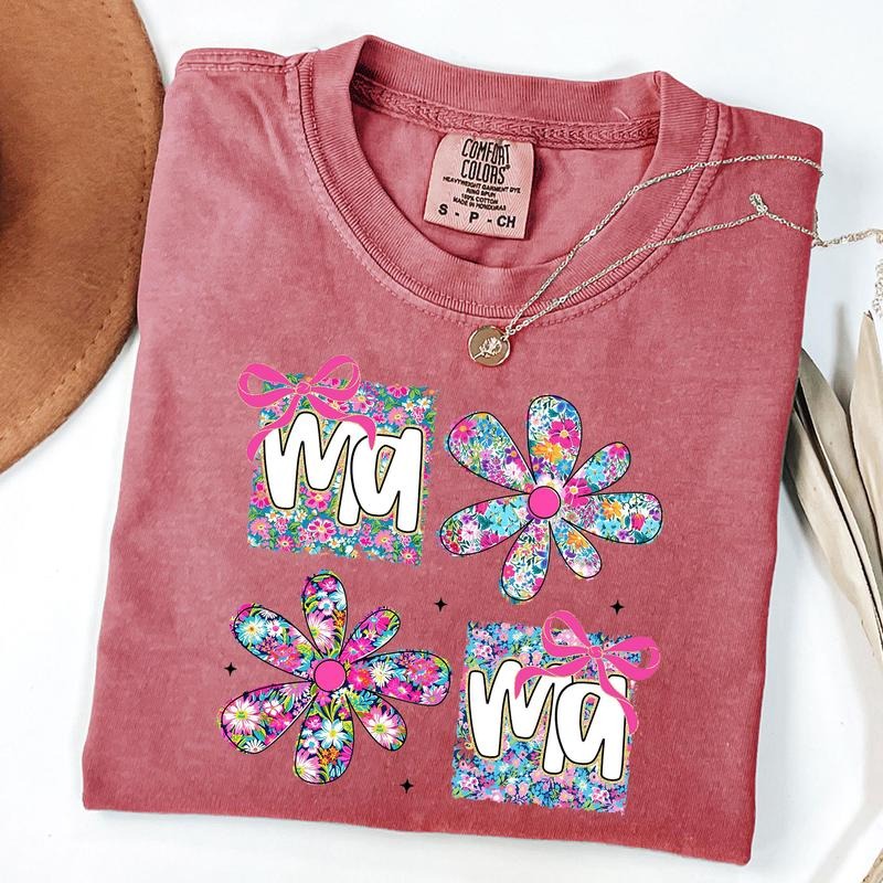 Comfort Colors Floral Mama Coquette Preppy Mama Shirt Retro Mama Flower Shirt T-Shirts, Hoodie, Sweatshirt - T-Shirt, Sweatshirt, Hoodie