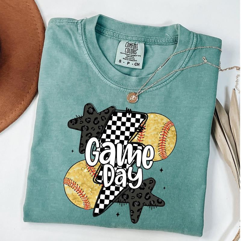 Comfort Colors Game Day Softball Shirt Retro Checkered Softball Softball Mom Shirt T-Shirts, Hoodie, Sweatshirt - T-Shirt, Sweatshirt, Hoodie