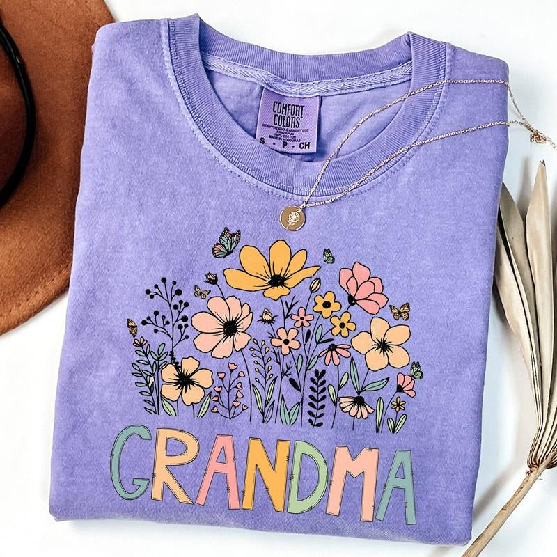 Comfort Colors Grandma Wildflower Shirt Grandma Floral Wildflowers Shirt Mom Grandma Flower T-Shirts, Hoodie, Sweatshirt - T-Shirt, Sweatshirt, Hoodie