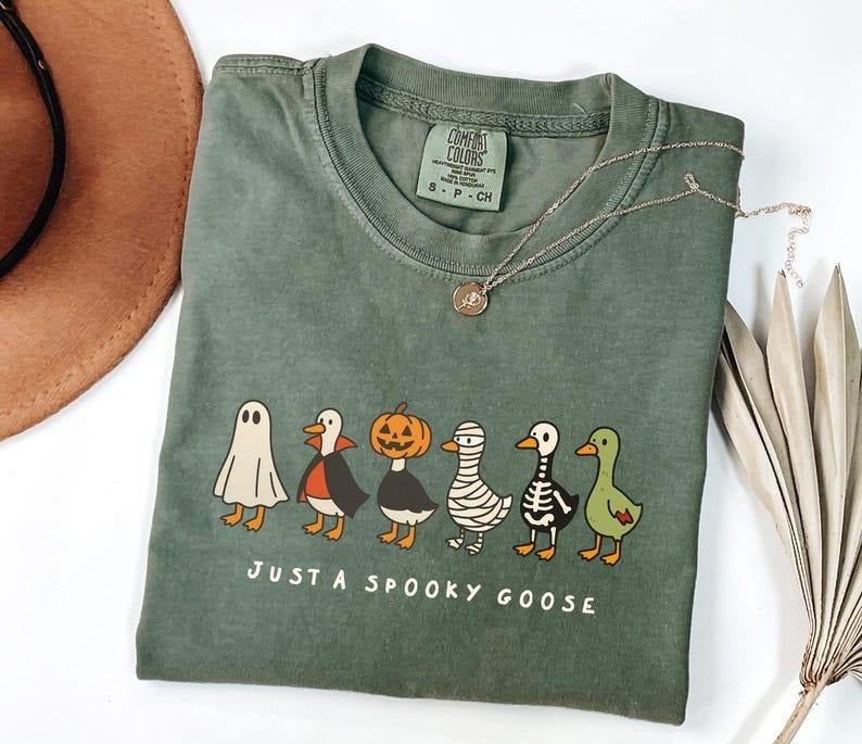 Comfort Colors Halloween Funny Goose Shirt Just Spooky Goose Shirt Halloween Shirt Skeleton Goose Spooky Season Shirt Spooky T-Shirts, Hoodie, Sweatshirt - T-Shirt, Sweatshirt, Hoodie