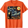 Comfort Colors Halloween Van Gogh Starry Night Black Cat Pumpkins Bats T-Shirts, Hoodie, Sweatshirt - T-Shirt, Sweatshirt, Hoodie