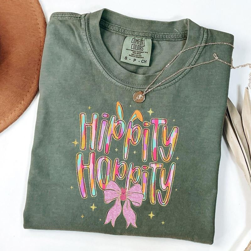 Comfort Colors Happy Easter Easter Coquette Bow Shirt Easter Bunny Preppy Easter Shirt T-Shirts, Hoodie, Sweatshirt - T-Shirt, Sweatshirt, Hoodie