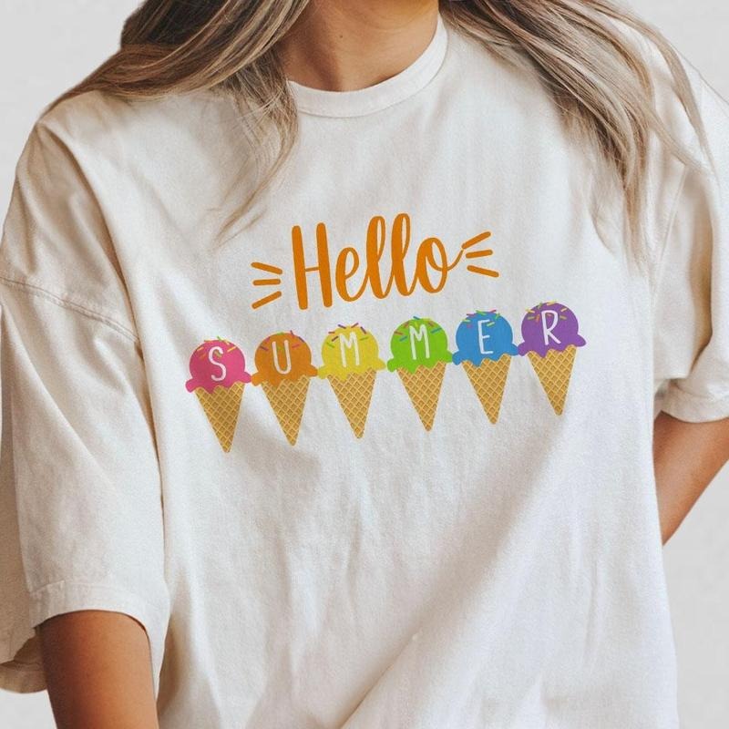 Comfort Colors Hello Summer Shirt Summer Welcome Shirt Ice Cream Shirt Last Day School Cute Summer Shirt Vacation Schools Out Summer End School Year Shirt Teacher Summer Teacher Summer School Casual Top T-Shirts, Hoodie, Sweatshirt - T-Shirt, Sweatshirt, Hoodie