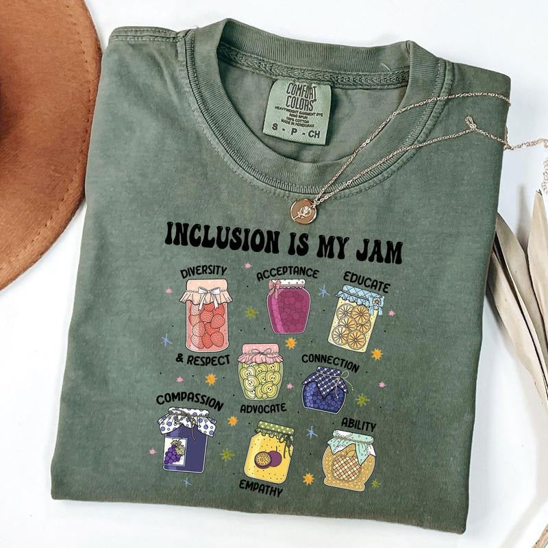Comfort Colors Inclusion Is My Jam Shirt Education Teacher Shirt Autism Teacher T-Shirts, Hoodie, Sweatshirt - T-Shirt, Sweatshirt, Hoodie