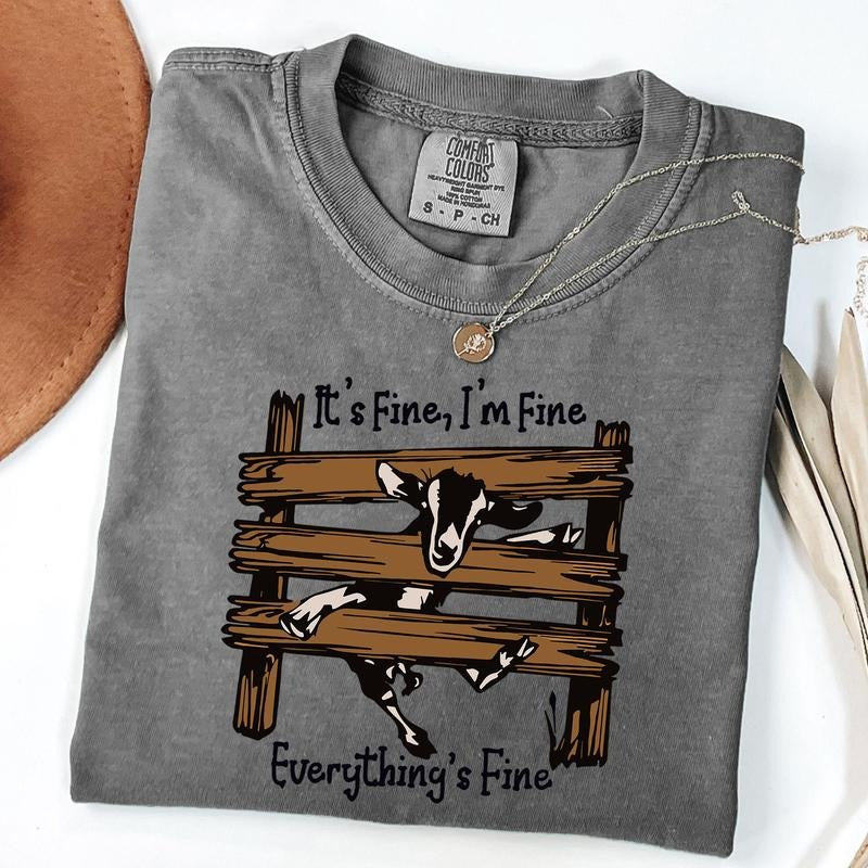 Comfort Colors 'S Fine I'M Fine Everything Is Fine Shirt Cute Sheep Sarcasm Everything Is Fine Shirt Funny Farmer T-Shirts, Hoodie, Sweatshirt - T-Shirt, Sweatshirt, Hoodie