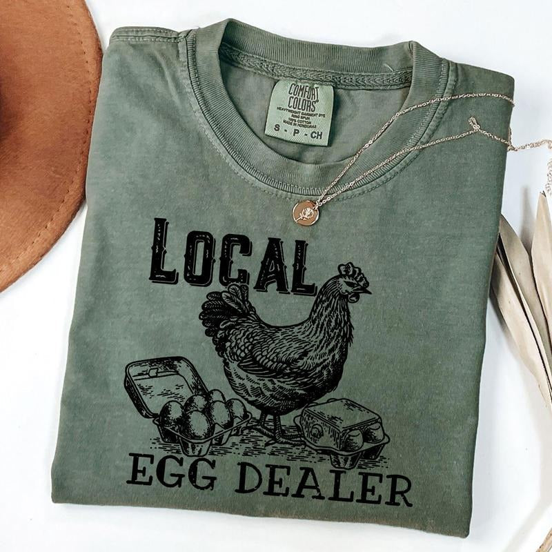 Comfort Colors Local Egg Dealer Christian Easter Shirt Retro Chicken Shirt Farm Christian Farmer T-Shirts, Hoodie, Sweatshirt - T-Shirt, Sweatshirt, Hoodie