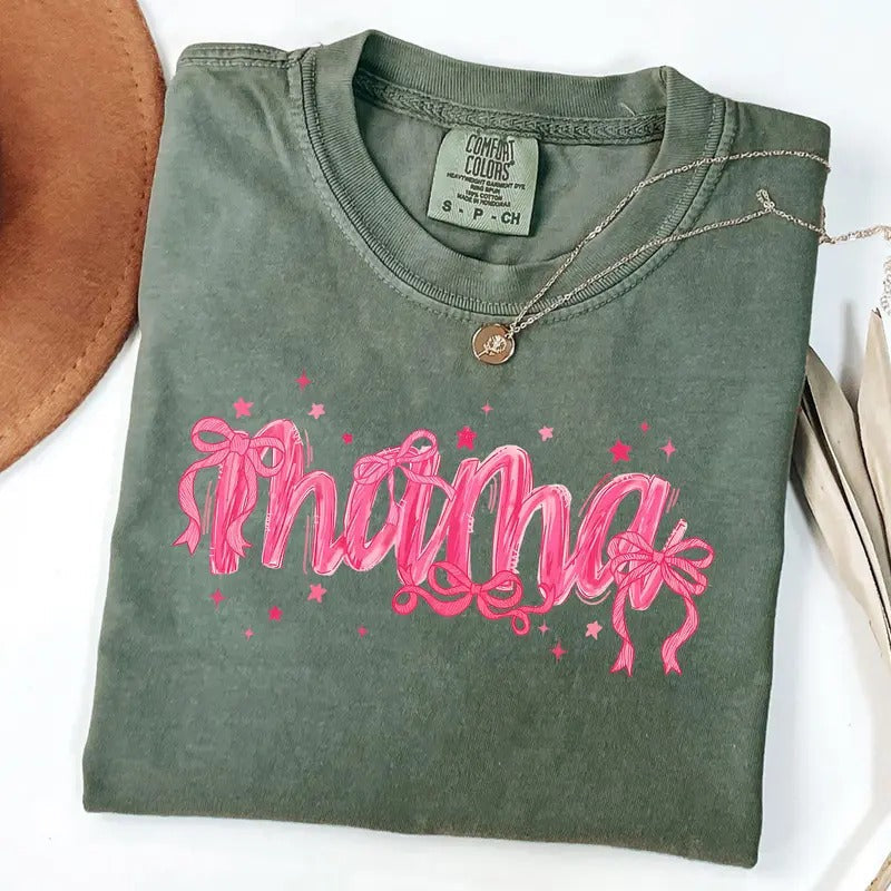 Comfort Colors Mama Pink Coquette Shirt Pink Mama Bow Mom T-Shirts, Hoodie, Sweatshirt - T-Shirt, Sweatshirt, Hoodie