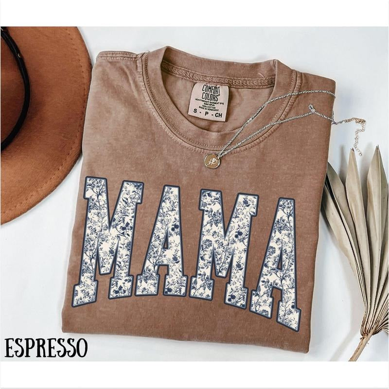Comfort Colors Mama Shirt Toile Mama Shirt Floral Mama Shirt Mama Girly Mom Pregnancy Announcement T-Shirts, Hoodie, Sweatshirt - T-Shirt, Sweatshirt, Hoodie