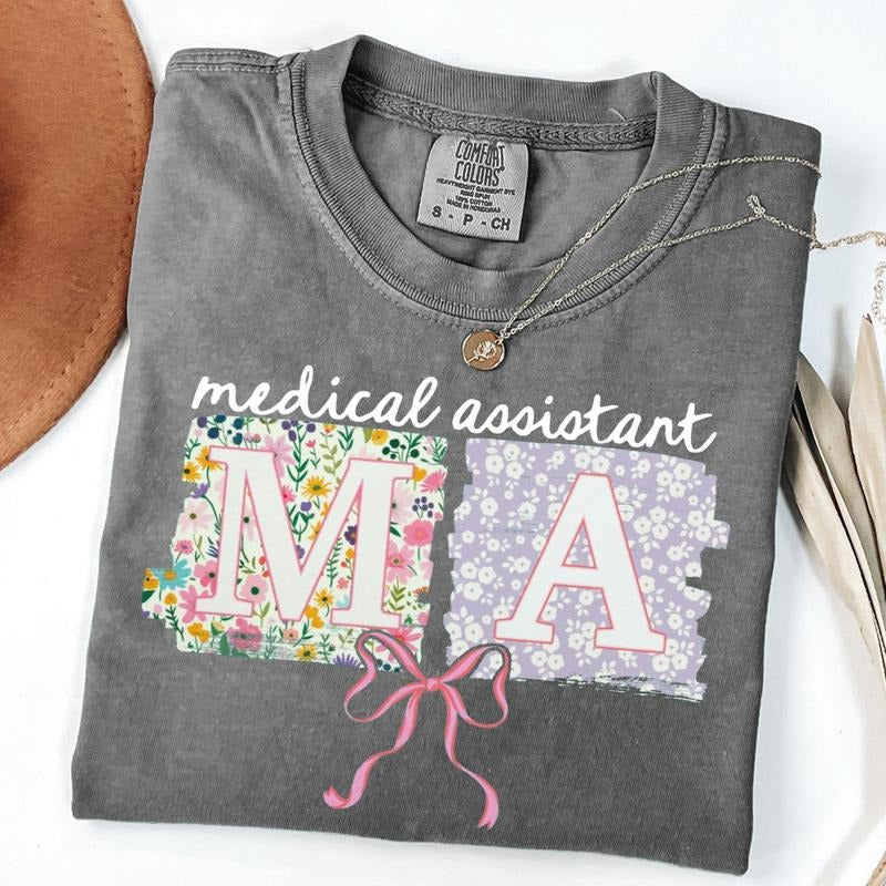 Comfort Colors Medical Assistant Shirt Coquette Bow MA Medical Assistant Grad Whimsical Medical Assistant T-Shirts, Hoodie, Sweatshirt - T-Shirt, Sweatshirt, Hoodie