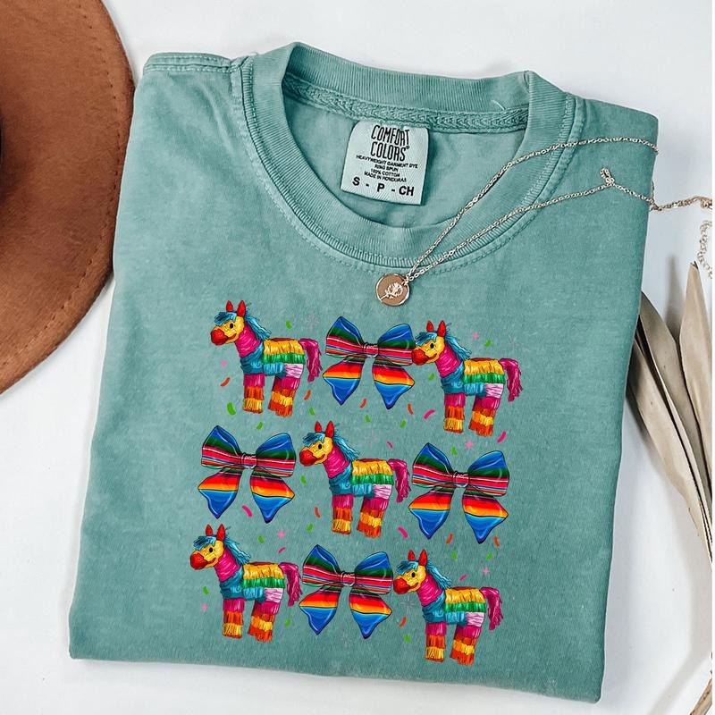 Comfort Colors Mexican Coquette Shirt Cinco De Mayo Pinata Coquette Colorful Mexican Pinata Bow Shirt T-Shirts, Hoodie, Sweatshirt - T-Shirt, Sweatshirt, Hoodie