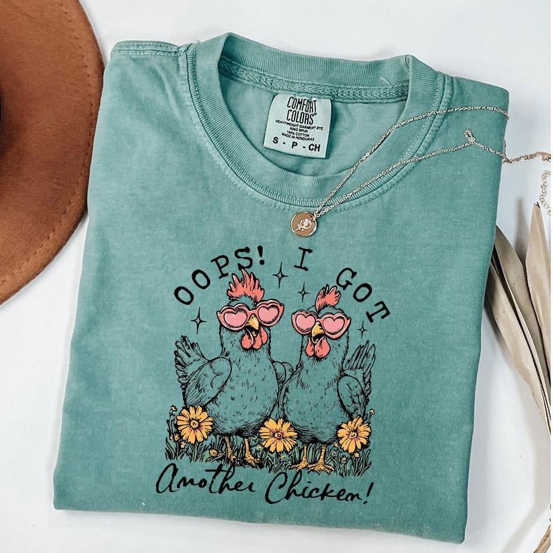 Comfort Colors Oops I Got Another Chicken Shirt Funny Farm Animal Shirt Chicken Lover Shirt Cute Country Floral T-Shirts, Hoodie, Sweatshirt - T-Shirt, Sweatshirt, Hoodie