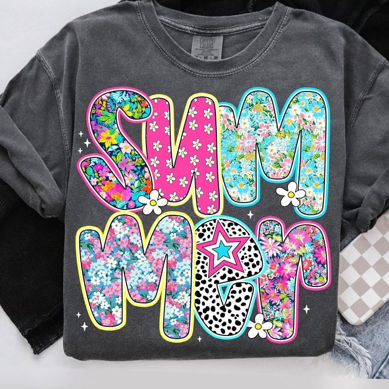 Comfort Colors Preppy Summer Floral Beach Shirt Hello Summer Summer Brushstroke T-Shirts, Hoodie, Sweatshirt - T-Shirt, Sweatshirt, Hoodie