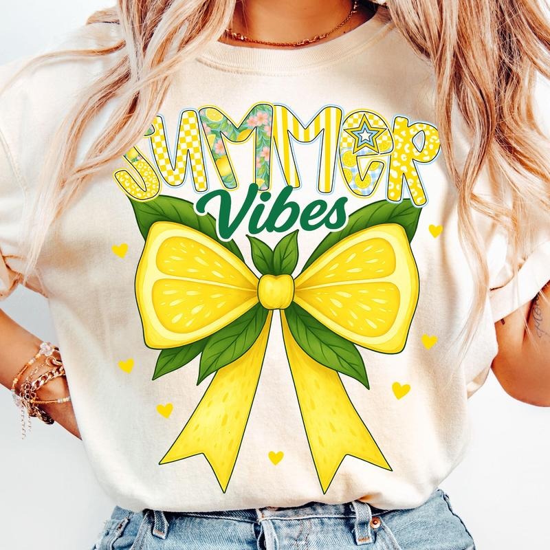Comfort Colors Preppy Summer Lemon Bow Girly Summer Shirt Coquette Lemon Cute Summer Shirt Summer T-Shirts, Hoodie, Sweatshirt - T-Shirt, Sweatshirt, Hoodie
