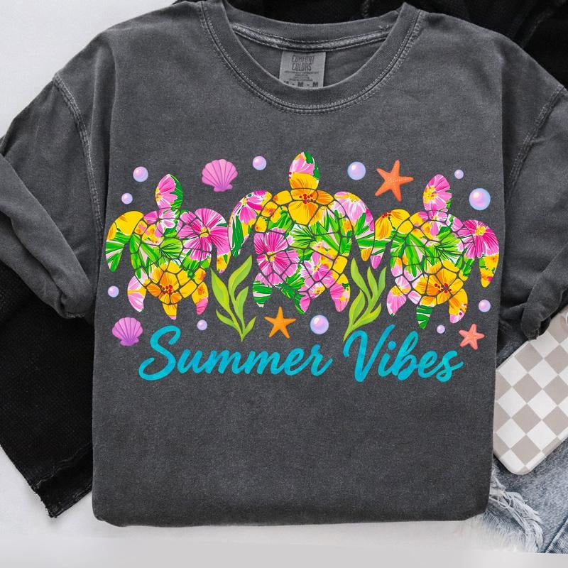 Comfort Colors Preppy Summer Sea Turtle Beach Shirt Ocean Life Tropical Turtle Ocean Turtle T-Shirts, Hoodie, Sweatshirt - T-Shirt, Sweatshirt, Hoodie