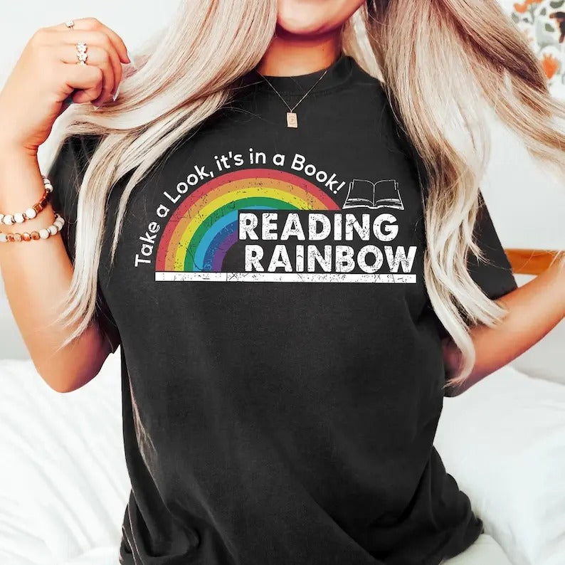 Comfort Colors Reading Rainbow Shirt Retro Librarian Shirt Teacher Appreciation Shirt Retro Comfort Rainbow School Book Lover Woman T-Shirts, Hoodie, Sweatshirt - T-Shirt, Sweatshirt, Hoodie