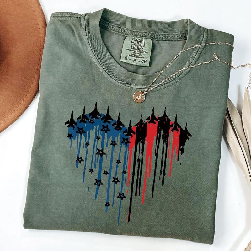 Comfort Colors Red White Blue Air Force Flyover Shirt 4th July Shirt Red Wine Blue Independence Day Shirt American Flag T-Shirts, Hoodie, Sweatshirt - T-Shirt, Sweatshirt, Hoodie
