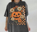 Comfort Colors Retro Floral Pumpkin Funny Halloween Preppy Spooky Season Top Checkered Fall 90skid Nostalgia Goosebumps Halloween Shirt T-Shirts, Hoodie, Sweatshirt - T-Shirt, Sweatshirt, Hoodie