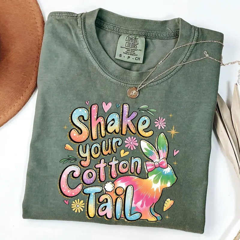 Comfort Colors Shake Your Cotton Tail Shirt Coquette Bunny Shirt Easter Bunny Girl Brushstroke Easter T-Shirts, Hoodie, Sweatshirt - T-Shirt, Sweatshirt, Hoodie