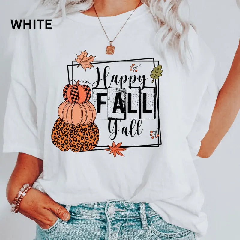 Comfort Colors Shirt Happy Fall Y'All #2 Shirt Comfort Colors Fall Shirt Halloween Shirt Casual Shirt Halloween Halloween Casual Cotton Halloween T-Shirts, Hoodie, Sweatshirt - T-Shirt, Sweatshirt, Hoodie
