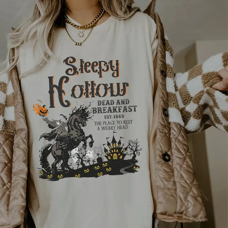 Comfort Colors Sleepy Hollow Shirt Halloween Spooky Pumpkin Retro Halloween Ghost Halloween Clothes T-Shirts, Hoodie, Sweatshirt - T-Shirt, Sweatshirt, Hoodie