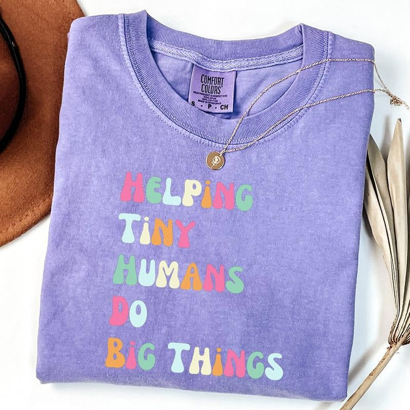 Comfort Colors Sped Teacher Shirt Helping Tiny Humans Do Big Things Shirt Education Teacher T-Shirts, Hoodie, Sweatshirt - T-Shirt, Sweatshirt, Hoodie