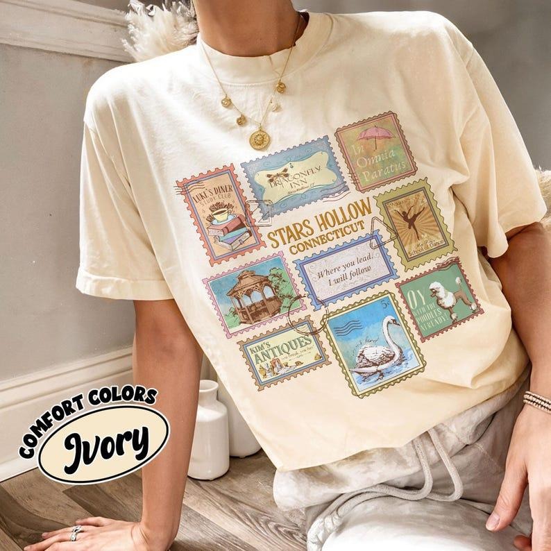 Comfort Colors Stars Hollow Stamps Luke'S Diner ShirtAutumn Festival Retro Fall TV Show Fans T-Shirts, Hoodie, Sweatshirt - T-Shirt, Sweatshirt, Hoodie