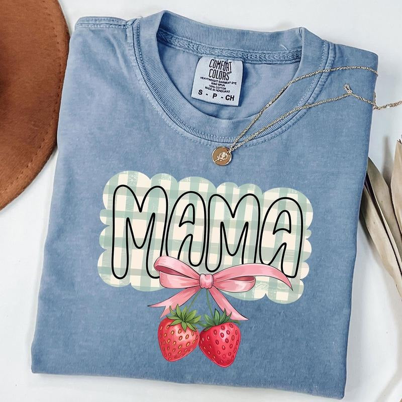 Comfort Colors Strawberry Mama Shirt Retro Checkered Strawbery Coquette Mom T-Shirts, Hoodie, Sweatshirt - T-Shirt, Sweatshirt, Hoodie