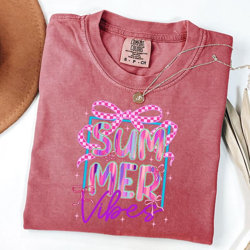 Comfort Colors Summer Shirt Coquette Shirt Summer Brushstroke Summer Checkered T-Shirts, Hoodie, Sweatshirt - T-Shirt, Sweatshirt, Hoodie