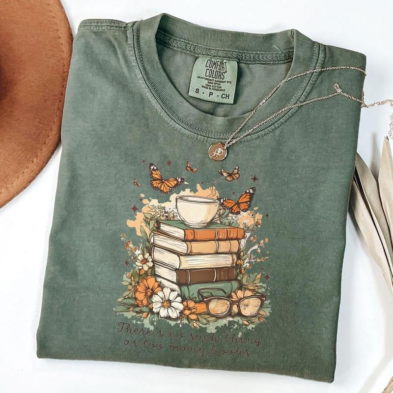 Comfort Colors There'S No Such Thing As Too Many Book Shirt Book Lover Shirt Retro Book T-Shirts, Hoodie, Sweatshirt - T-Shirt, Sweatshirt, Hoodie