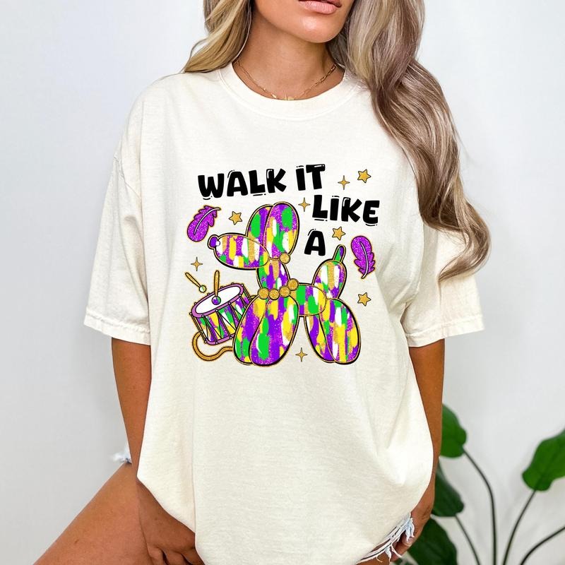 Comfort Colors Walk Like Dog Mardi Gras Shirt Retro Carnival Louisiana Mardi Gras Fleur De Lis Shirt T-Shirts, Hoodie, Sweatshirt - T-Shirt, Sweatshirt, Hoodie