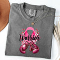 Comfort Colors Warrior Boxing Gloves Pink Ribbon Breast Cancer Awareness T-Shirts, Hoodie, Sweatshirt - T-Shirt, Sweatshirt, Hoodie
