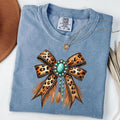 Comfort Colors Western Cowgirl Bow Shirt Turquoise Bow Shirt Leopard Bow Rustic Western Cowgirl Country Girl T-Shirts, Hoodie, Sweatshirt - T-Shirt, Sweatshirt, Hoodie