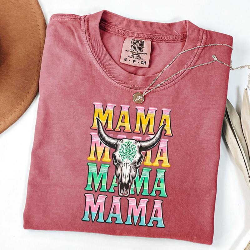 Comfort Colors Western Mama Howdy Cowhide Shirt Cow Skull Western Mom T-Shirts, Hoodie, Sweatshirt - T-Shirt, Sweatshirt, Hoodie