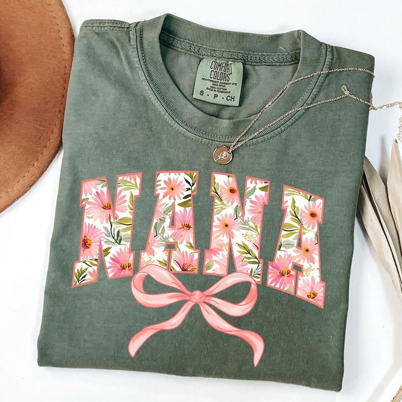 Comfort Colors Wildflowers Nana Shirt Nana Coquette Shirt Floral Nana Mom Life Shirt T-Shirts, Hoodie, Sweatshirt - T-Shirt, Sweatshirt, Hoodie