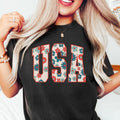 Comfort Colors USA Flower Short Sleeve Casual Cotton T-Shirts, Hoodie, Sweatshirt - T-Shirt, Sweatshirt, Hoodie