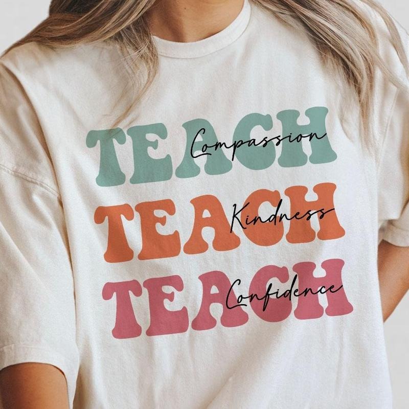 Compassion Kindness Confidence Teacher Shirt Teacher Comfort Colors Groovy Teacher Shirt Kindergarten Teacher Cute Preschool Teacher First Day School Teacher Appreciation Love Teacher Student Teacher Top Casual T-Shirts, Hoodie, Sweatshirt - T-Shirt, Sweatshirt, Hoodie