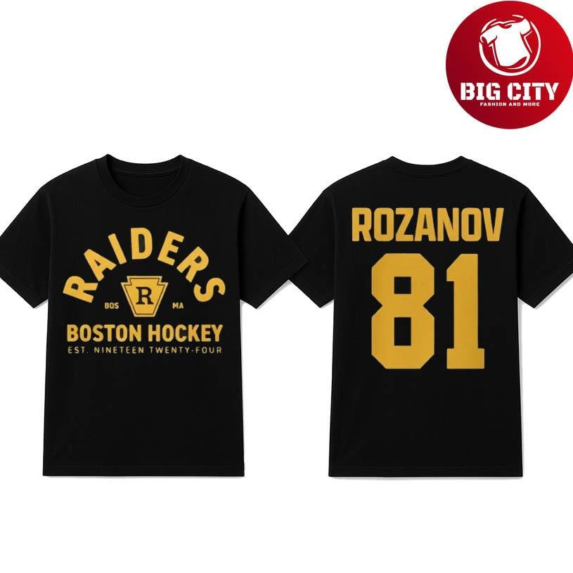 Connor Storrie Raiders Boston Hockey Rozanov 81 Two Sided Shirt Unisex T-shirt, Sweatshirt, Hoodie, Long Sleeve Tee - T-Shirt, Sweatshirt, Hoodie