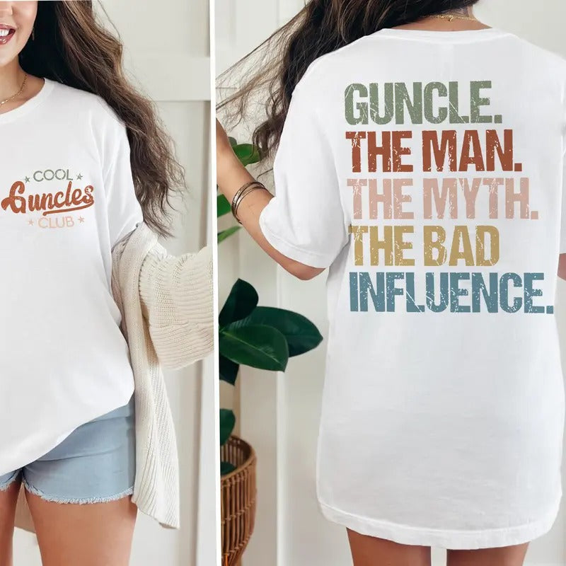 Cool G Uncles Club Man Myth Bad Influence Double Sides Shirt Funny Uncle Shirt Guncle LGBT Pride Family T-Shirts, Hoodie, Sweatshirt - T-Shirt, Sweatshirt, Hoodie