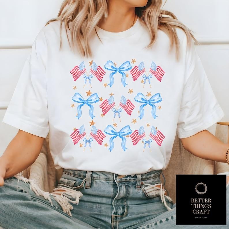 Coquette 4th July Shirt Independence Day Shirt Usa Shirt Retro 4th July Shirt Coquette Bow Shirt 4th July Patriotic Shirt T-Shirts, Hoodie, Sweatshirt - T-Shirt, Sweatshirt, Hoodie