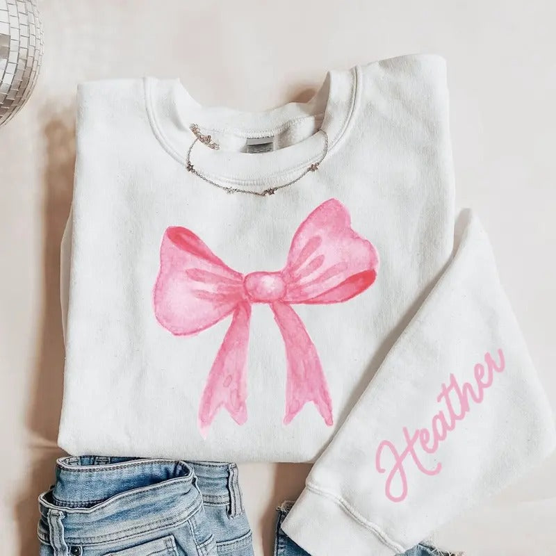 Coquette Pink Bow Personalized Chic Custom Her Daughter T-Shirts, Hoodie, Sweatshirt - T-Shirt, Sweatshirt, Hoodie