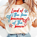 Coquette America Land Free Because Brave 4th July Patriotic Independence Day American Bow Soft Girly T-Shirts, Hoodie, Sweatshirt - T-Shirt, Sweatshirt, Hoodie