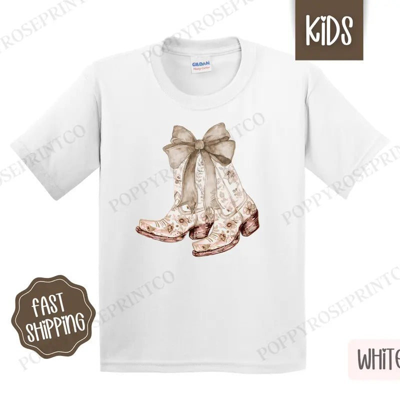 Coquette Beige Cowgirl Boots Shirt Children'S Cute Gildan T-Shirts, Hoodie, Sweatshirt - T-Shirt, Sweatshirt, Hoodie